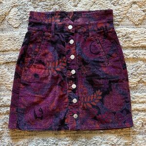 Pilcro Purple and Red Corduroy Mini Skirt
